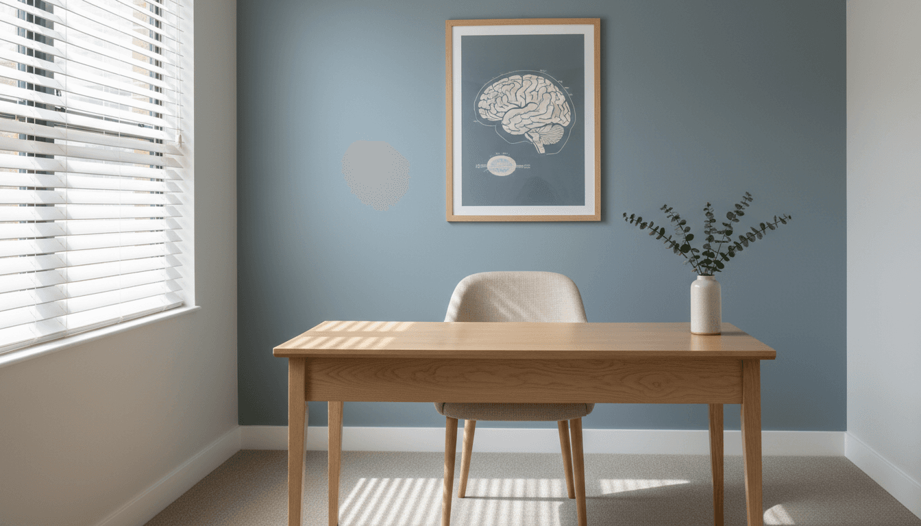 Clean neurology consultation room with desk and chair
